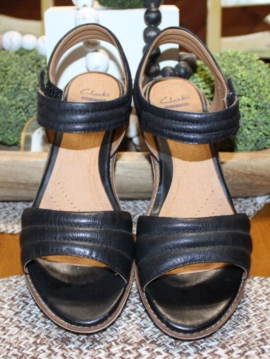 Clarks Shoes - NWT Clark Hazelle Alba Quilted strap wedge sandals 9 1/2 WIDE FABULOUS!!